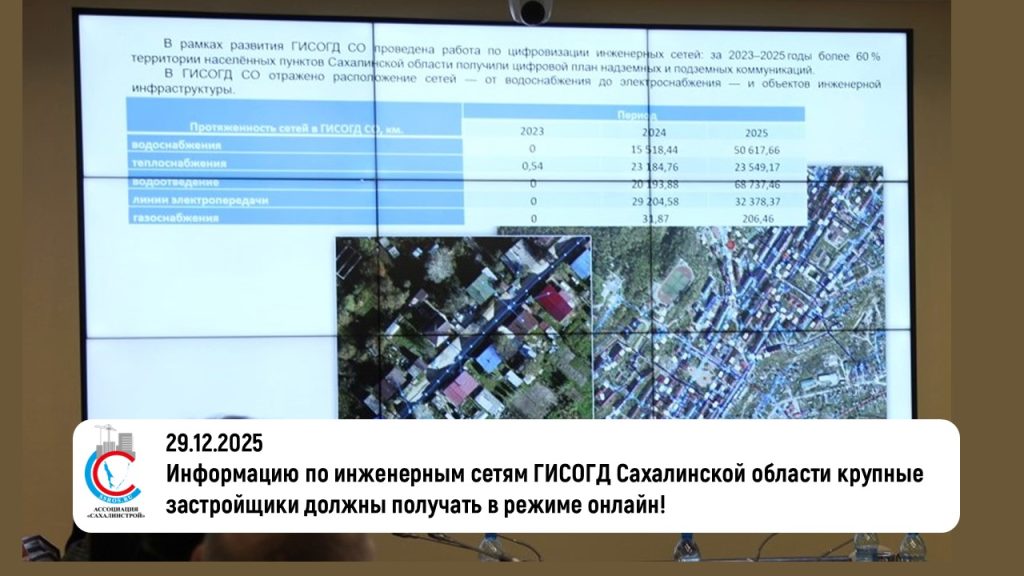 Информацию по инженерным сетям ГИСОГД Сахалинской области крупные застройщики должны получать в режиме онлайн!