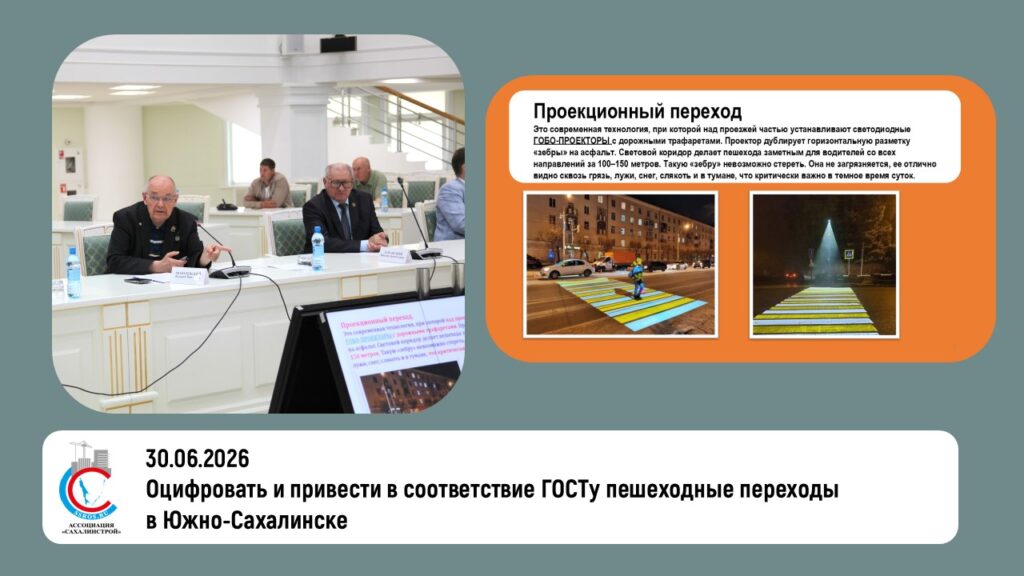 Оцифровать и привести в соответствие ГОСТу пешеходные переходы в Южно-Сахалинске